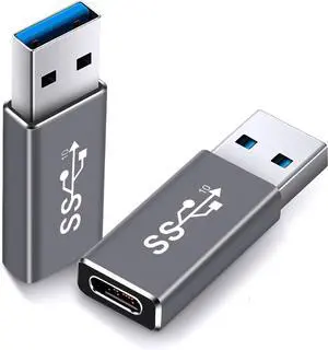 BUCIER Electop Updated USB 3.1 GEN 2 Male to Type C Female Adapter (2 Pack) Support Double Sides 10Gbps Charging & Data Transfer USB A to USB C 3.1 Converter(Space Gery)