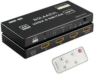BUCIER HDMI Switch 3 in 1 Out 4K@60Hz, HDMI Port Expander with Remote 3 Port Switcher Selector Box Support 3D HDR HDCP2.2 Compatible with PS5/4/3 Xbox Nintendo Switch Roku TV Fire Stick Black