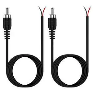 BUCIER RCA to Bare Wire Cable, (2 Pack 20AWG 6.6 ft) Replacement RCA Male Plug Jack Connector Adapter to Bare Wire Open End Audio Video RCA Cable for Repair