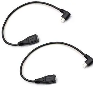 BUCIER Micro USB Left Angle,Micro USB Extension Cable, 90 Degree Micro-B Male to Female Extension Cable, Data Transferring Cable Suitable for Samsung,  Driving Recorder,and More-2pack