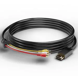 BUCIER HDMI to RCA Cable with Built-in Converter, 1080P HDMI to 3 RCA AV Adapter (Composite Video + Audio), 5ft (1.5m) for Connecting DVD Player, HDTV, PC to Old TV, Projector, Legacy Devices