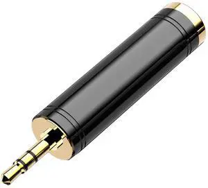 BUCIER 3.5mm to 1/4'' Stereo Gold-Plated Pure Copper Adapter, 1/8 Inch Mini Jack Male to 1/4 Inch Female Jack Stereo Adapter for Headphone Amp Adapte (1PACK-Black)