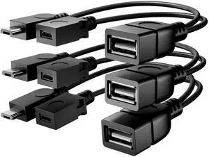 BUCIER OTG Cable for fire Stick, Micro OTG Cable for Samsung Galaxy, Amazon Fire TV, Compatible with LG HTC Android Phone Tablet Micro USB Host with Micro USB Power - 3 Pack