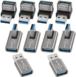 Angle USB 3.0 Adapter 10 Pack, Multiple Angles(UP/Down/Left/Right/Straight),USB A Male to Female Connector Converter USB L Shape Extender, Support Charge & Data Sync for PC, Laptop, Mouse, Keyboard Angle USB 3.0 Adapter 10 Pack, Multiple Angles(UP/Down/Left/Right/Straight),USB A Male to Female Connector Converter USB L Shape Extender, Support Charge & Data Sync for PC, Laptop, Mouse, Keyboard