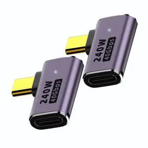 BUCIER Right Angle USB C Male to Female Adapter Extender .Type C Coupler with PD 240W 40 Gbps 8K/60hz Video Compatible for Thunderbolt 4/3, MacBook Pro/Air, Laptop, Tablet, Phone