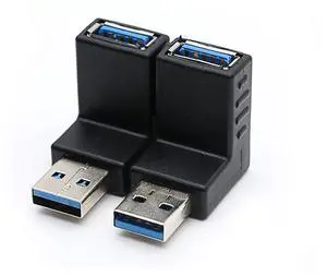 BUCIER 2 Pack USB 3.0 Adapter 90 Degree Male to Female Combo Vertical Up and Down Angle Coupler ConnectorUSB 3.0 Male to Female 90 Degree Right Angle Extension Adapter