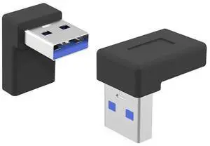 BUCIER Right Angle USB A Male to USB C Female Adapter,90 Degree USB3.0 to Type C Cable Connector Support unidirectional Sides 5Gbps & Data Transfer, for Laptops,Phone, 2-Pack