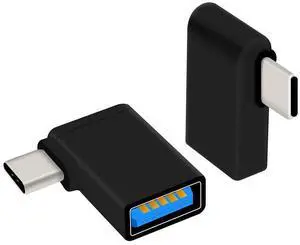 BUCIER Right Angle USB C to USB 3.0 Adapter 90 Degree Type C Male to USB A 3.0 Female Converter,On The Go(OTG) for Smartphone,Laptops,Mouse Keyboards,More USB and Type-C Devices (2 Pack)