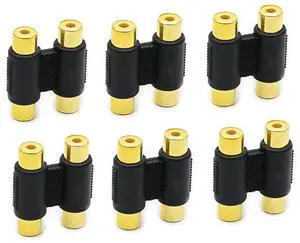BUCIER RCA Coupler, 6 Pack Female Adapter Audio Video Cable Extension for Amplifier, Subwoofer