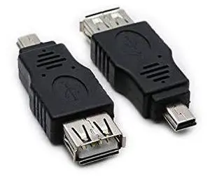 BUCIER 2 Pack USB 2.0 Mini USB Male to Type A Female OTG Adapter Connector Converter Coupler