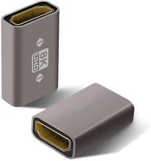BUCIER 8K HDMI Coupler 2 Pack, HDMI 2.1 Female to Female Connector HDMI Extension Adapter, Supports 4K@120Hz,8K@60Hz, 2K, Compatible with HDTV, Monitors, Laptop, Projector, PS5/4, Xbox X