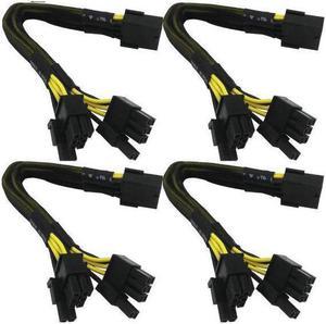 18 Gauge 8-Pin Female to Dual 8 Pin (6+2) Male 30.5 cm (12-inch) 18 AWG PCI-E GPU Miner Graphics Video Card VGA Sleeved Braided Woven Extension Power Cable Splitter Black Swan Mining 4/Pack