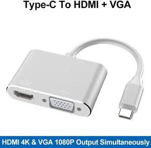 COFIER  USB3.1 Converter Portable Type-c To Hdmi Vga Type-c To Vga Adapter Cable Converter for MacBook Connected To Display/projector
