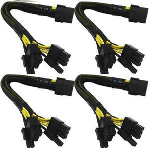 18 Gauge 8-Pin Female to Dual 8 Pin (6+2) Male 30.5 cm (12-inch) 18 AWG PCI-E GPU Miner Graphics Video Card VGA Sleeved Braided Woven Extension Power Cable Splitter Black Swan Mining 4/Pack