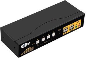 CKL KVM Switch Dual Monitor DisplayPort 4 Port 4K 60Hz 4:4:4, 4x2 DP KVM Switch with Audio and USB 2.0 HUBs (CKL-642DP)