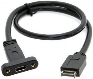 USB 3.1 Front Panel Header to USB-C Type-C Female Extension Cable 40cm with Panel Mount Screw