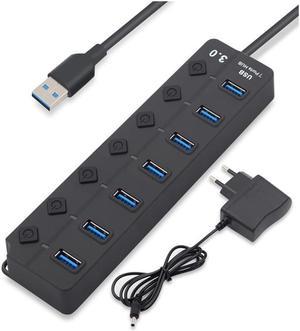 7 port usb3.0 hub independent key switch USB3.0 hub splitter one drag seven extender with power supply