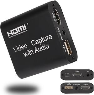 Video Audio Capture Card HDMI to USB 2.0 1080p Record with Loop Out for Gaming Streaming Teaching Video Conference and Live Broadcasting