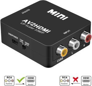 RCA to HDMI, AV to HDMI Converter, 1080P Mini RCA Composite CVBS AV to HDMI Video Audio Converter, with USB Power Cable for PC Laptop Xbox PS4 TV STB VHS VCR Camera DVD Supporting PAL/NTSC