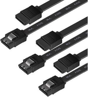 3 Pack Sata Cable Iii 6Gbps Straight Hdd Sdd Data Cable With Locking Latch 18 Inch Compatible For Sata Hdd, Ssd, Cd Driver, Cd Writer - Black