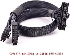 10+18Pin to 24Pin 20+4Pin ATX Power Supply Cable Mining Cable PSU Motherboard Braided Net for Corsair HX1200i HX1000i HX850i HX750i AXi Series AX1500i AX1200i AX860i AX760i RM1000 RM850 RM750