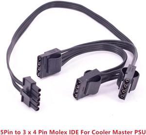 5Pin to 3 IDE 4Pin Molex Power Supply Cable for Cooler Master MWE Gold 550 650 750 V550 V650 Platinum Silent Pro Gold 1200W M1000 M850 1500W 1000W 850W Hybrid 1300W 1050W 850W M520 PSU Modular