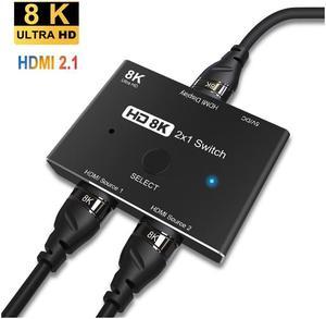 HDMI2.1 2 x 1 Switch Ultra HD 8K@60Hz 4K@120Hz Switcher Splitter For 2 Sources to 1 Display