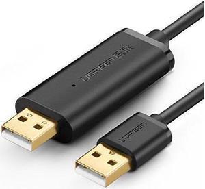 UGREEN USB Data Transfer Cable USB 2.0 Transfer Data Easy Link Cable for Windows Mac Data transferring from PC to PC Black 2m