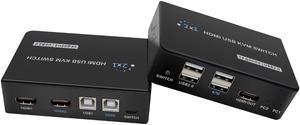 HDMI 2.0 KVM Switch 2 In 1 Out HDMI USB Switch Adapter Switcher 4Kx2K@60Hz EDID Two Computer Hosts Sharing USB Device,Printer, Scanner,Keyboard,Mouse,HDMI Monitor Wire Control/Body Button