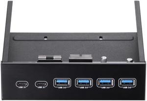 5.25" Front Bay USB HUB 2-Port USB 3.1 & 4-Port USB 3.0 High Speed 5Gbps USB Hub Front Panel Computer Case Optical Drive Bay Converter Hub