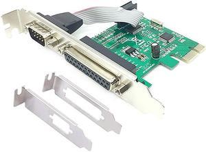 Combo Serial Parallel Expansion Card PCI Express to Printer LPT Port RS232 Com Port Adapter IEEE 1284 Controller Card WCH382 Chip for Desktop PC Windows 10 with Low Bracket
