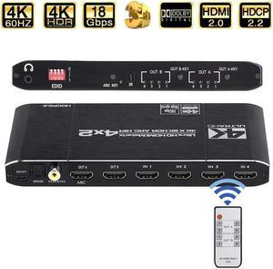 4K@60Hz HDMI Matrix 4x2 Switch Splitter Support HDCP 2.2 IR Remote Control HDMI Switch 4x2 Spdif 4K HDMI 4x2 Matrix Switch