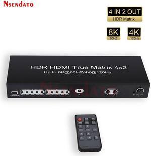 2.1 8K 60Hz Matrix 4K 120Hz HDR True Matrix 4x2 Switch Splitter 4X2 Swicther With Romote controler For for HDTV PS4 Monitor