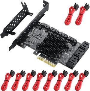 PCIe SATA Controller Card 10 Port with 10 SATA Cables and Low Profile Bracket - 6Gbps SATA 3.0 PCIe Card,Support 10 Port SATA 3.0 Devices