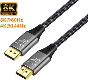 DisplayPort Cable Ultra HD 8K 4K Copper Cord DP 1.4 HBR3 8K@60Hz 4K@144Hz High Speed 32.4Gbps HDCP 3D Slim and Flexible DP to DP Cable 5m 16.5ft DisplayPort Cable Ultra HD 8K 4K Copper Cord DP 1.4 HBR3 8K@60Hz 4K@144Hz High Speed 32.4Gbps HDCP 3D Slim and Flexible DP to DP Cable 5m 16.5ft