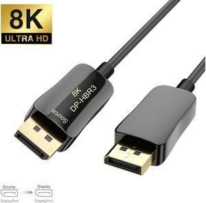 8K 4K DisplayPort Cable DP 1.4 8K@60Hz 4K@144Hz High Speed 32.4Gbps Optical Fiber Slim and Flexible DP to DP Cable 10M 33ft