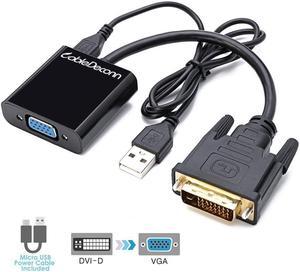 DVI 24+1 DVI-D M to VGA Male With Micro USB Active Adapter Converter Cable for PC DVD Monitor HDTV