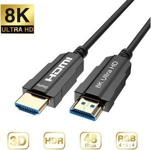 8K HDMI Fiber Optic Cable Real UHD HDR 8K 48Gbps 8K@60Hz 4K@120Hz HDMI 2.1 Support 3D HDCP2.2 HDMI Cable for PS4 SetTop Box HDTVs Projectors 20m 66ft