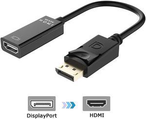 DP Displayport to HDMI Adapter 4K x 2K, Display Port to HDMI Male to Female Gold-Plated Cord Compatible for Lenovo Dell HP