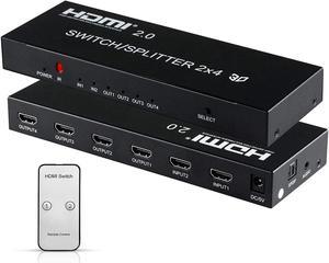 4K@60Hz HDMI Audio Extractor Splitter Switcher 2 in 4 Out with Remote, MOYOON 2-Port HDMI Switch with SPDIF Audio 3.5mm, Support 4K, 3D, HDMI2.0, HDCP2.2 for HDTV Blu-Ray, Fire Stick, Xbox, PS5