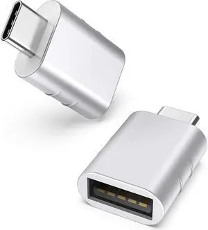 USB C to USB Adapter Pack of 2 USB C Male to USB3 Female Adapter Compatible with MacBook Pro 2021 iMac iPad Mini 6/Pro MacBook Air 2022 and Other Type C or Thunderbolt 4/3 Devices Space Silver