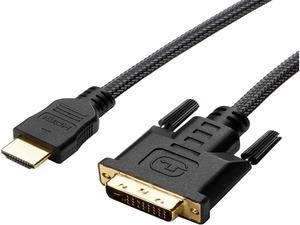 Bidirectional HDMI to DVI Cable 6FT, HDMI to DVI-D(24+1) or DVI to HDMI Male Adapter Cord 6' Compatible for Raspberry Pi, Roku, Xbox One, PS4 PS3, Graphics Card-Braided (Bi-Directional)