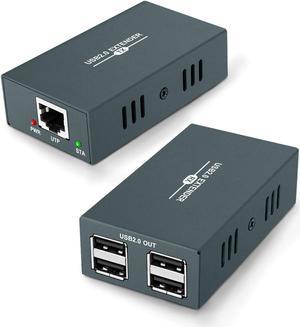 USB Extender 165ft Kit with 4 USB 2.0 Hub, Over Single Ethernet Cat5e/6/7 Up to 165ft(50m), Plug and Play, No Driver Needed, USB RJ45 LAN Extension