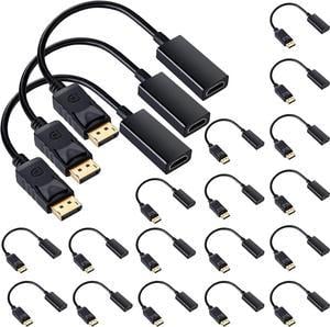 20 Pack DisplayPort (DP) to HDMI Adapter Uni Directional DP to HDMI Display Cable Male to Female for Standard DP Port Computer Laptops 4K Transfer Projector Monitor TV Screen Converter