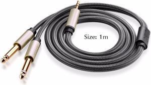 3.28ft/1m High quality 3.5mm to Dual 6.35mm audio Y golden cable ,3.5mm male to 2 x 6.35mm male cable