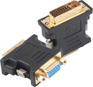 DVI-I to VGA Adapter, 2 Pack DVI 24+5 to VGA Male to Female Adapter with Gold Plated Cord