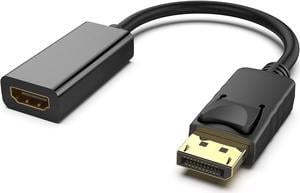 4K DisplayPort to HDMI Adapter, Uni-Directional DP 1.2 Computer to HDMI 1.4 Screen Gold-Plated DP Display Port to HDMI Adapter (Male to Female) Compatible with D.ell H.P and Other Passive