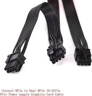 8Pin to Dual 8pin 6+2pin PCIe Power supply Cable Graphics Card GPU Cable for CX-M Series CX850M CX750M CX600M CX500M CX430M AXi Series AX1500i AX1200i AX860i AX760i AX Series AX860