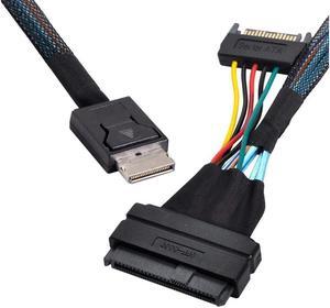 Oculink SFF-8611 Male to U.2 U.3 SFF-8639 Female NVME PCIe PCI-Express SSD Cable with SATA Power for Mainboard SSD 50cm