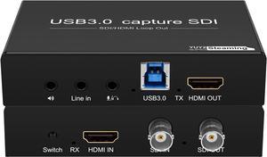 HDMI SDI to USB Capture Card USB3.0 1080P60fps SDI to HDMI Converter SDI Out&Audio Mixing,SDI2HDMI,SDI Game Video Capture Card